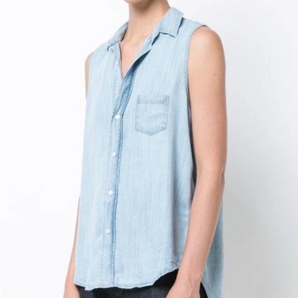 Frank and Eileen 100% cotton Fiona sleeveless button-down with collar size small - Picture 2 of 7